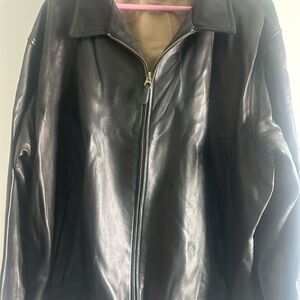 Ralph Lauren Black Leather Bomber Jacket